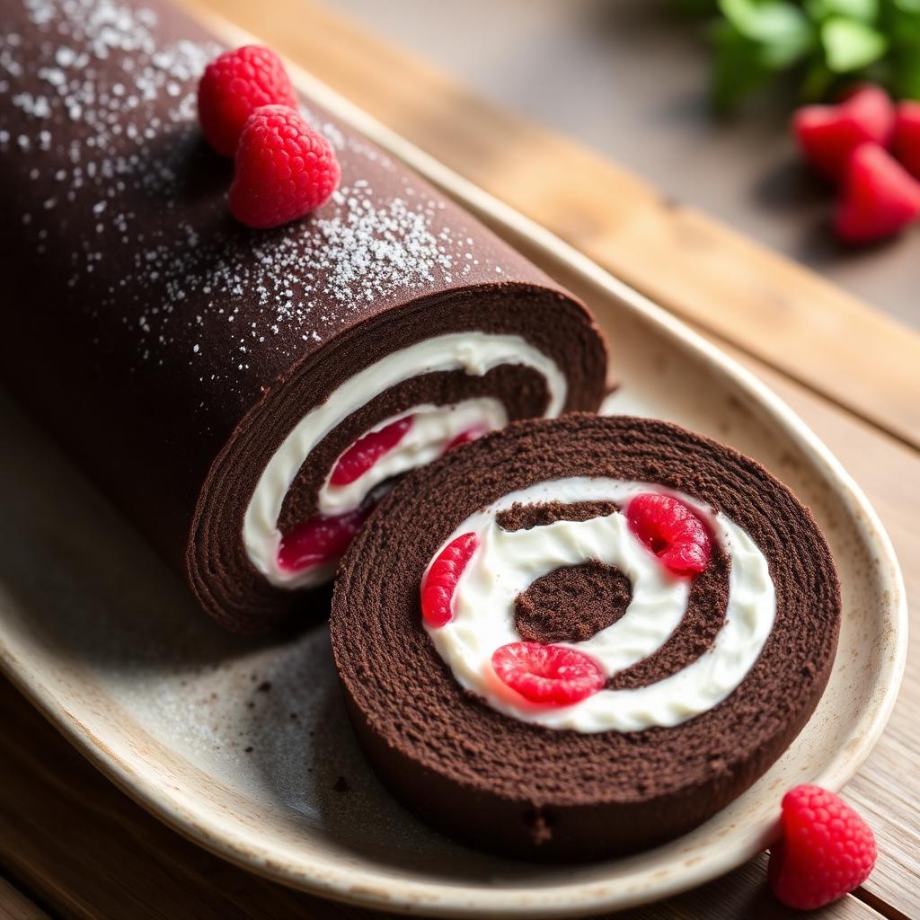 Mörk chokladrulltårta med chokladsmörkräm
